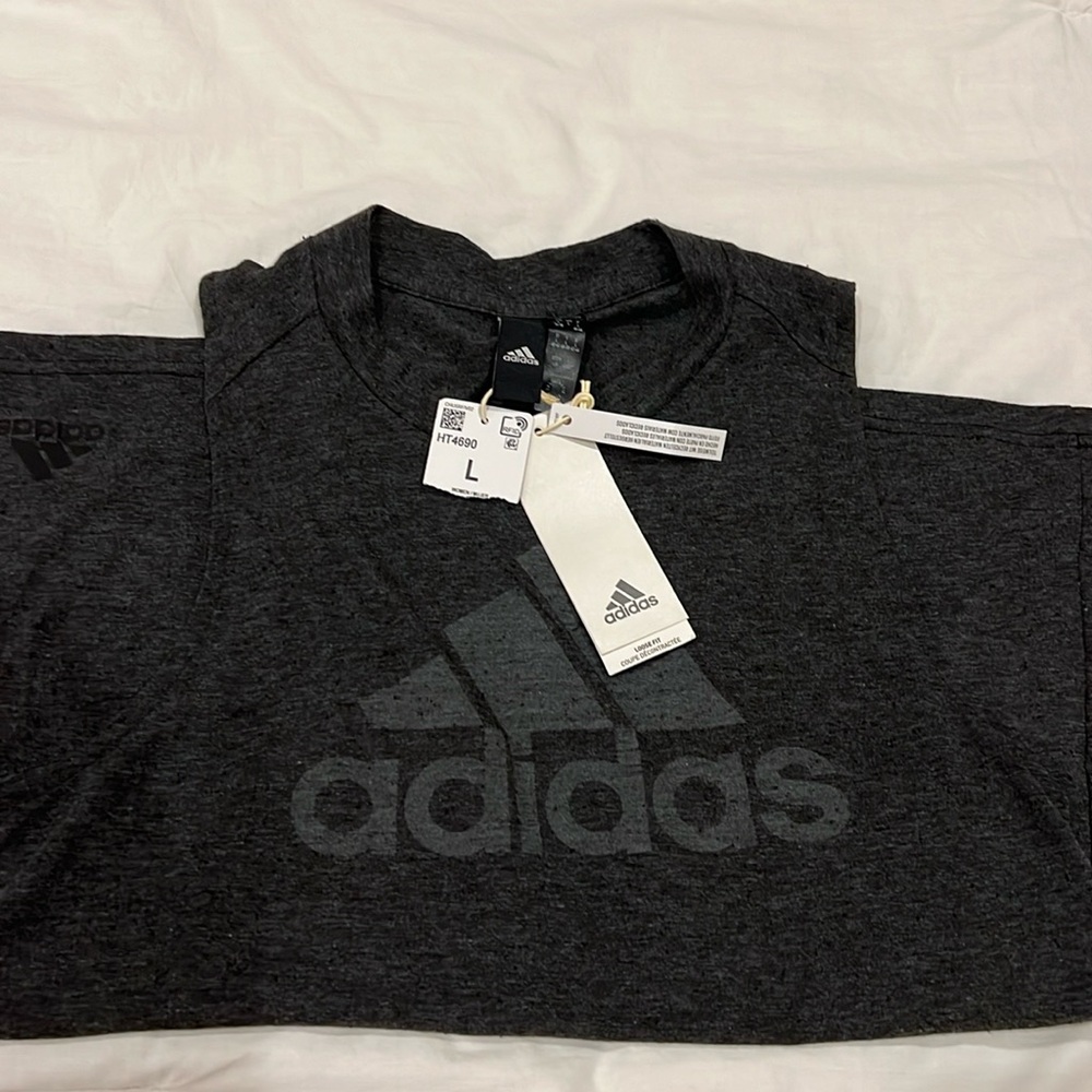 Adidas loose fit sleeveless charcoal grey top